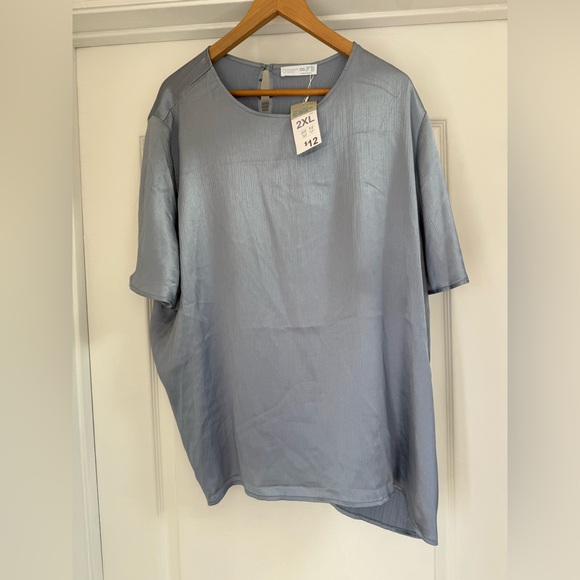 Primark Women's Metallic Light Blue Blouse - Picture 1 of 3